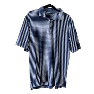 Vineyard Vines Jim Nantz Blue and White Striped Polo Shirt
